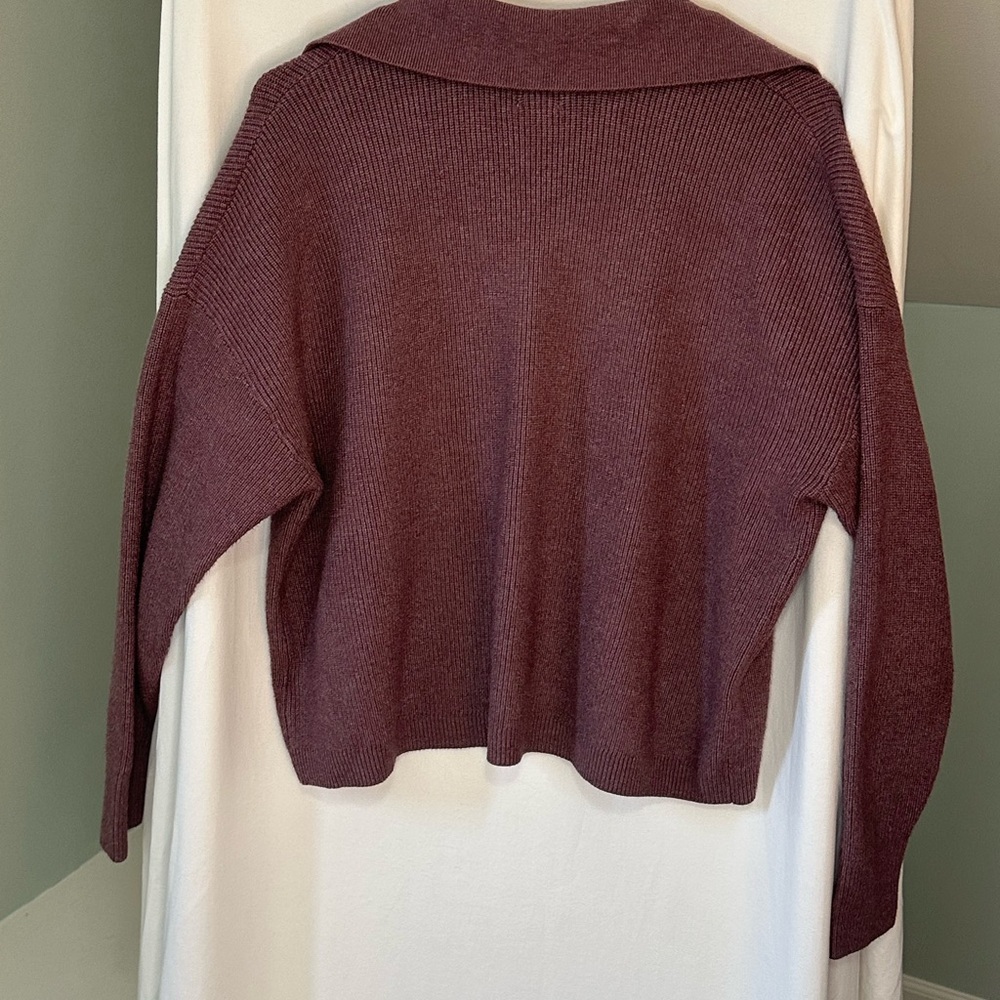 A new day Purple/Brownish  V-Neck Sweater waist length oversized size Large - Picture 2 of 7